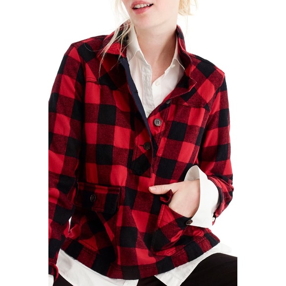 J. Crew Tops - J. CREW | sz XL red buffalo check shirt jacket